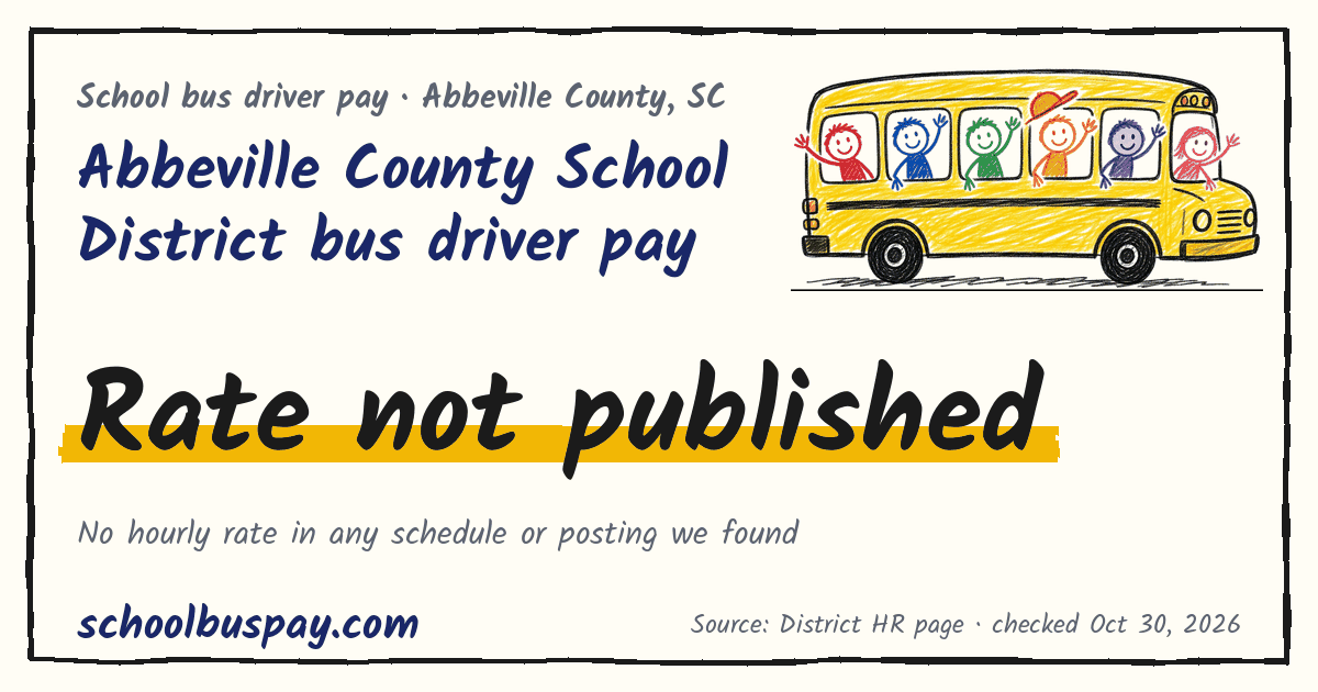 Abbeville County School District bus driver pay Rate not published — schoolbuspay.com