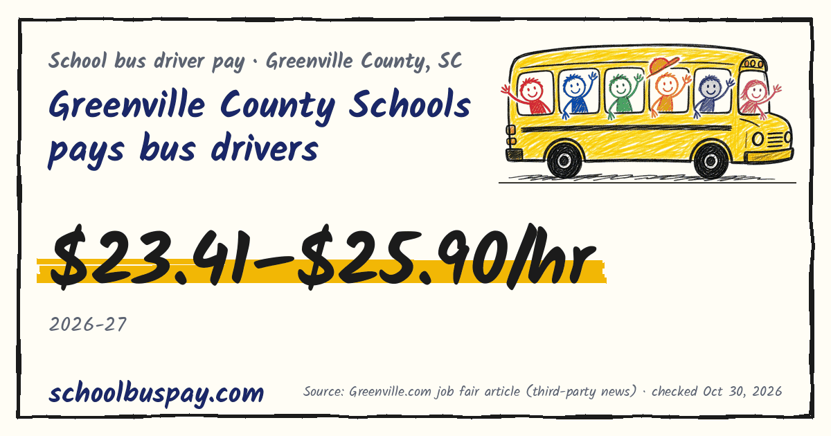 Greenville County Schools pays bus drivers $23.41–$25.90/hr — schoolbuspay.com