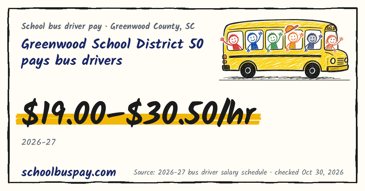 Greenwood School District 50 pays bus drivers $19.00–$30.50/hr — schoolbuspay.com