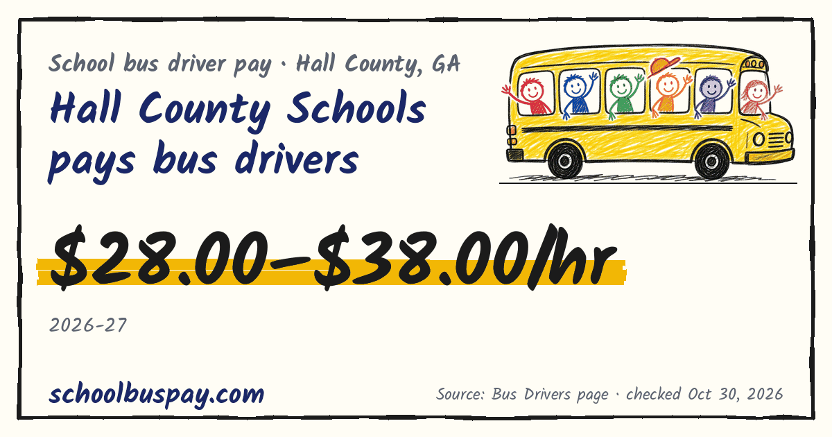 Hall County Schools pays bus drivers $28.00–$38.00/hr — schoolbuspay.com