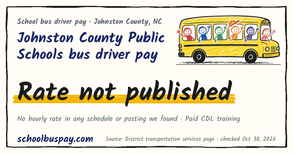 Johnston County Public Schools bus driver pay Rate not published — schoolbuspay.com