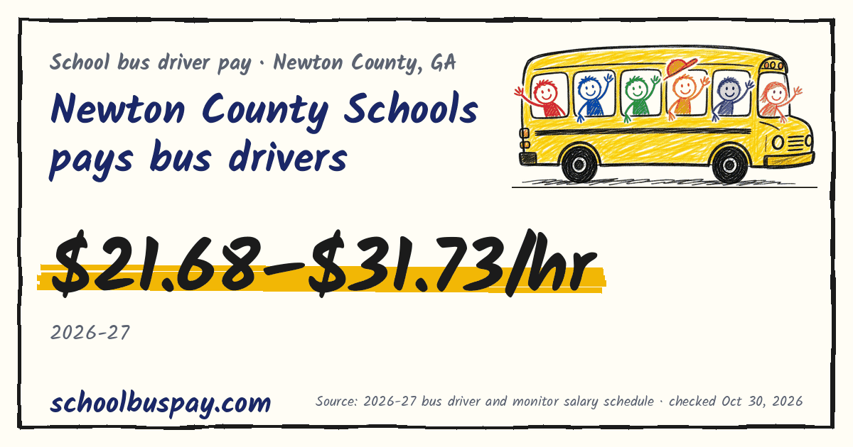 Newton County Schools pays bus drivers $21.68–$31.73/hr — schoolbuspay.com